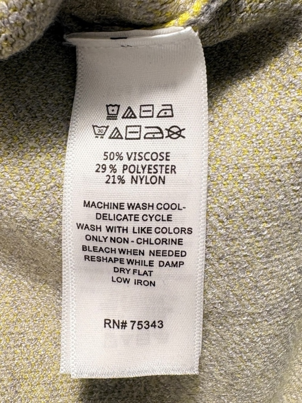 Cynthia Rowley Chevron Mock Neck Knit Sweater Colour block Chartreuse & Grey L - Picture 5 of 10